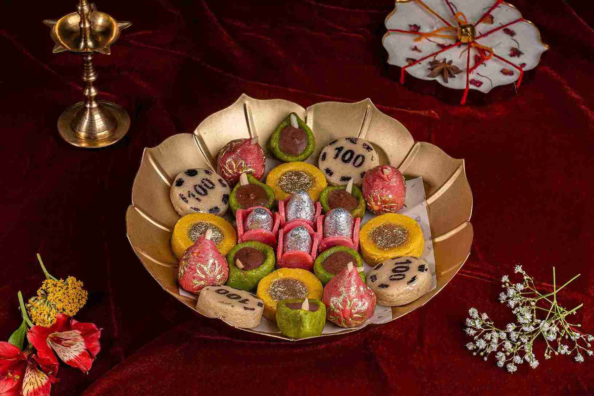 Lotus Tray With Diwali Delights